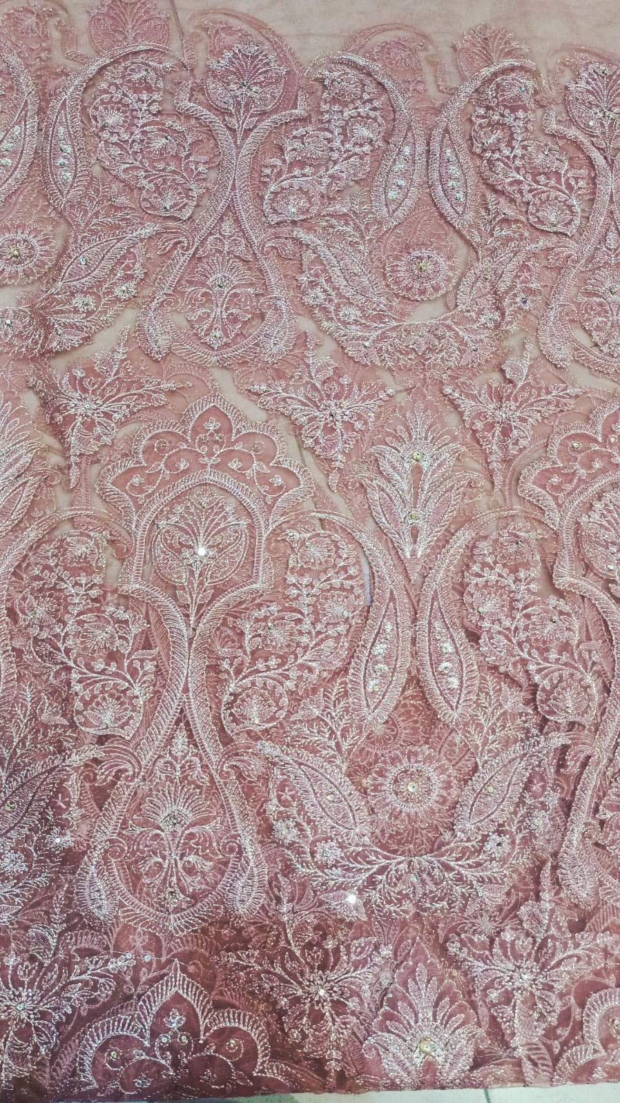 Dusty Pink Paisley Embroidered