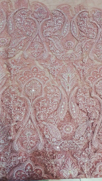 Dusty Pink Paisley Embroidered