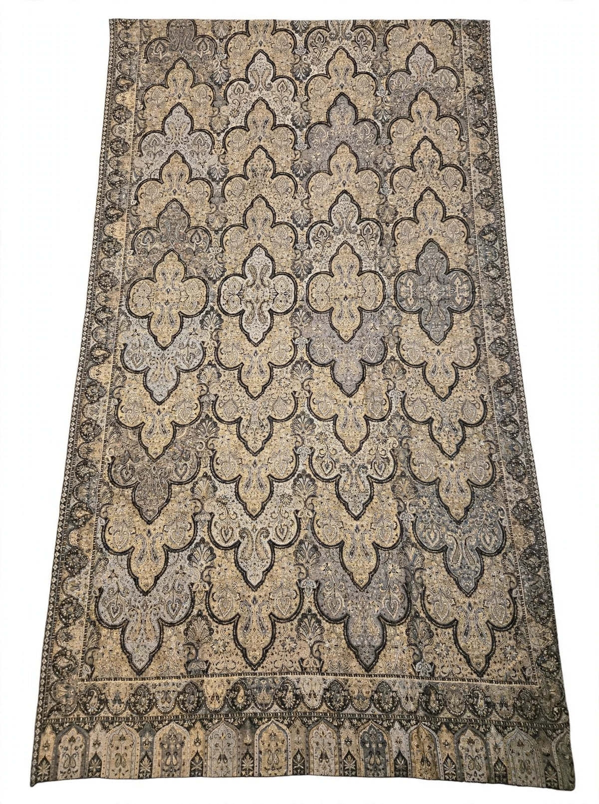 Luxury Black Gold Kani Silk Pashmina Shawl with Zari | Handmade Kashmiri Jama Shawl