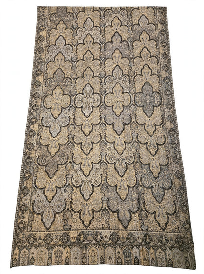 Luxury Black Gold Kani Silk Pashmina Shawl with Zari | Handmade Kashmiri Jama Shawl