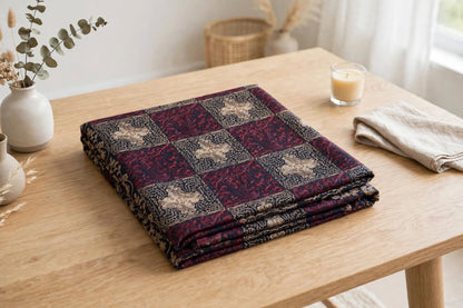 Navy Blue Burgundy Checkered Pashmina Shawl