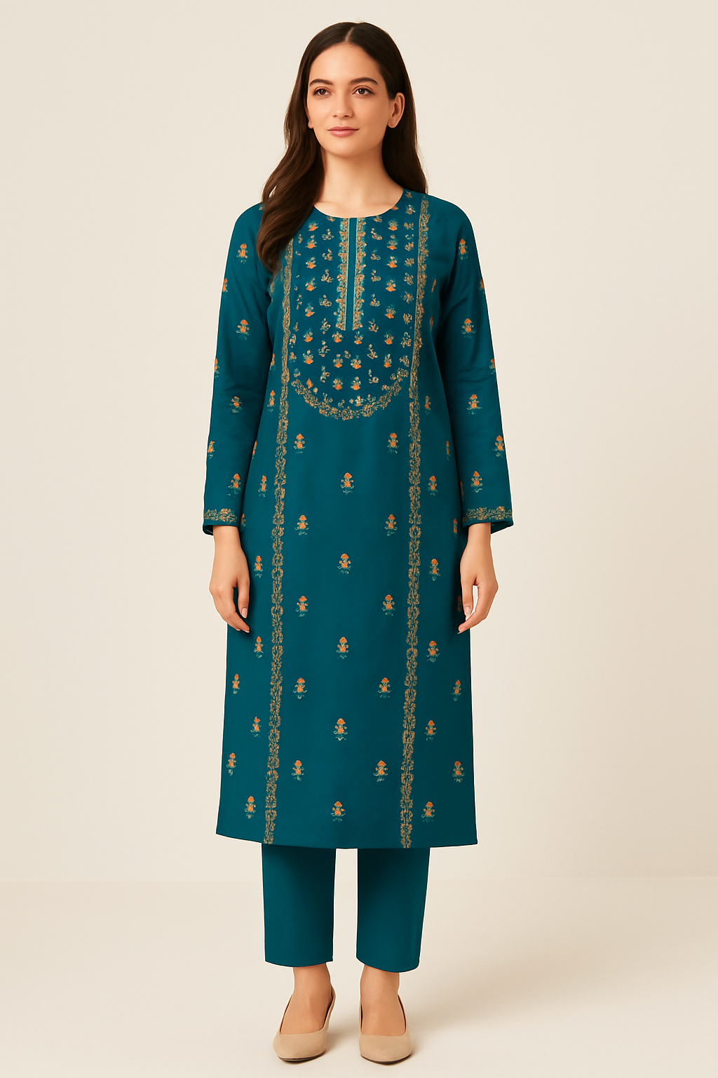 Teal Unstitched Lawn Embroidered 2-Piece Suit