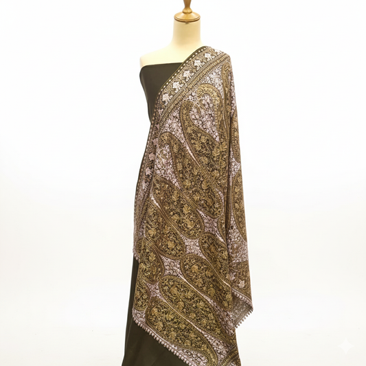 Heritage Elegance Embroidered  Pashmina Shawl