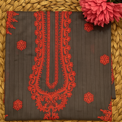 Charcoal Grey with Scarlet Threadwork