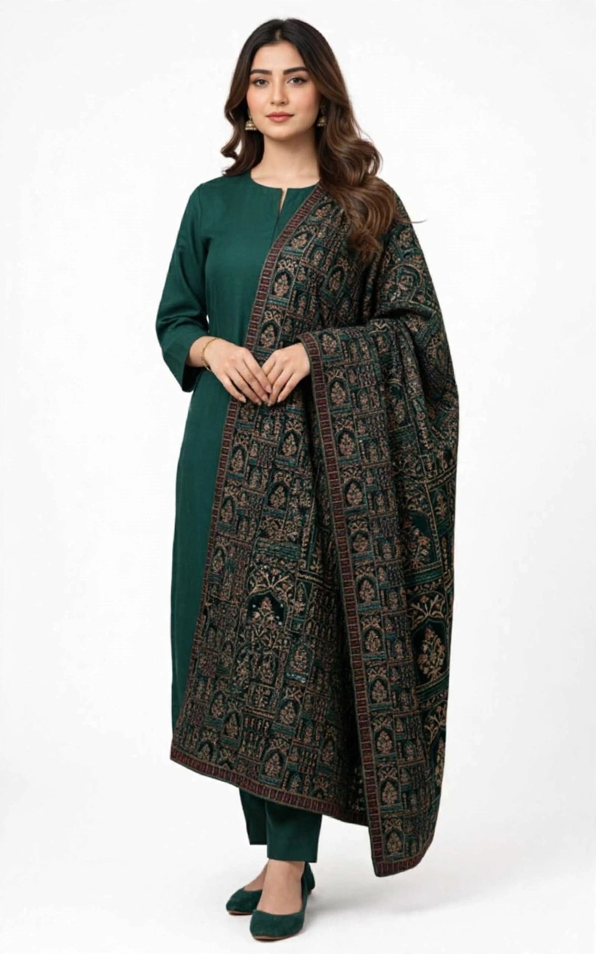 Regal Elegance in Emerald The Signature Velvet Shawl