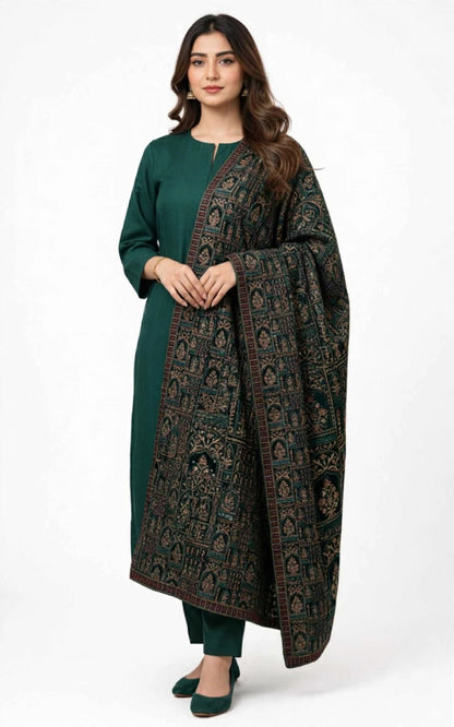 Regal Elegance in Emerald The Signature Velvet Shawl