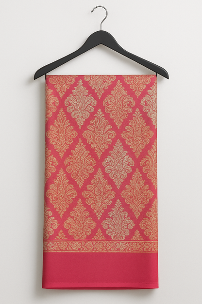 Luxury Pink & Gold Jacquard Pashmina Shawl