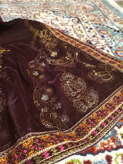 Velvet embroidered shawl