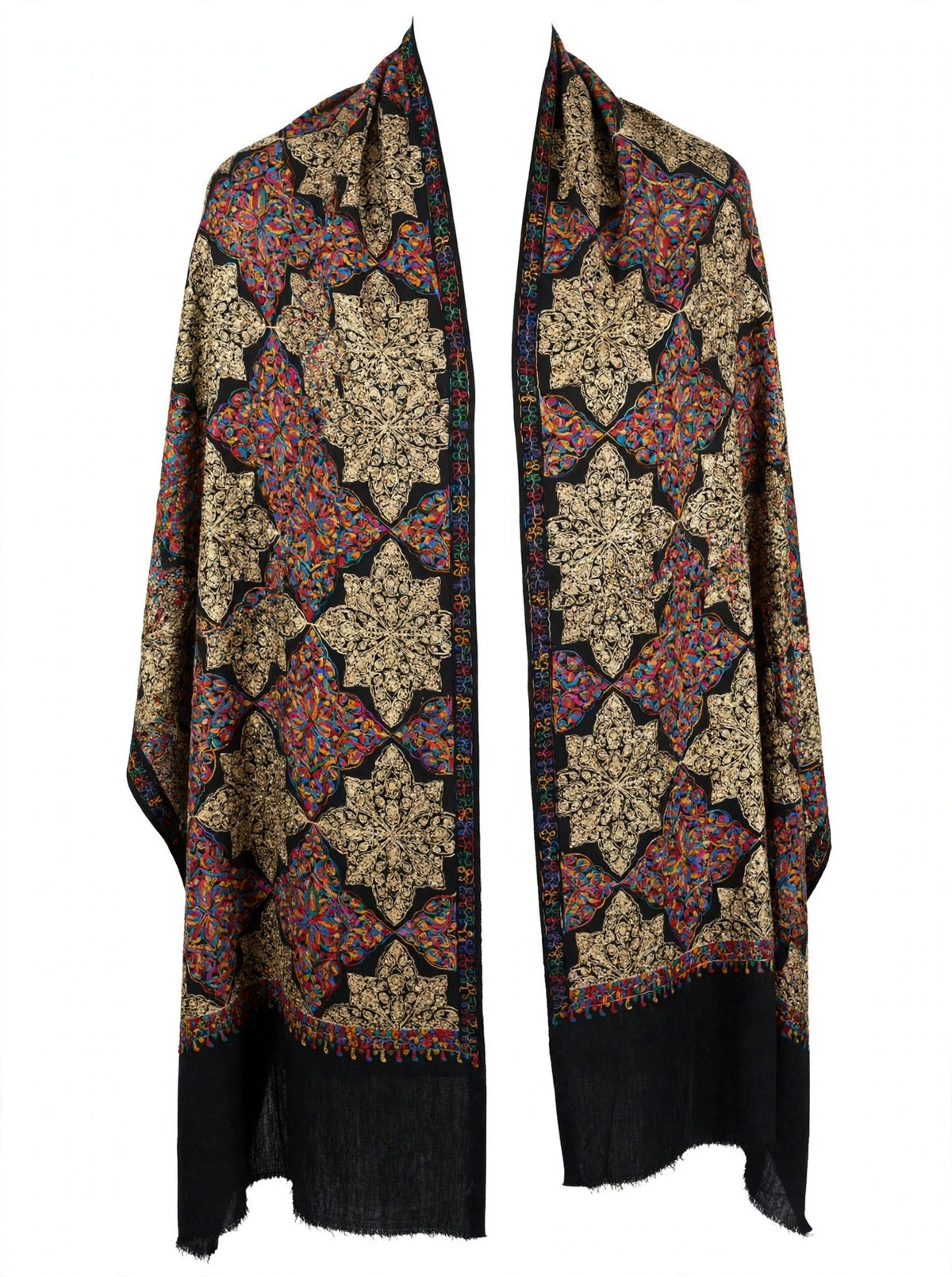 Black Noor Embroidered Pashmina Shawl