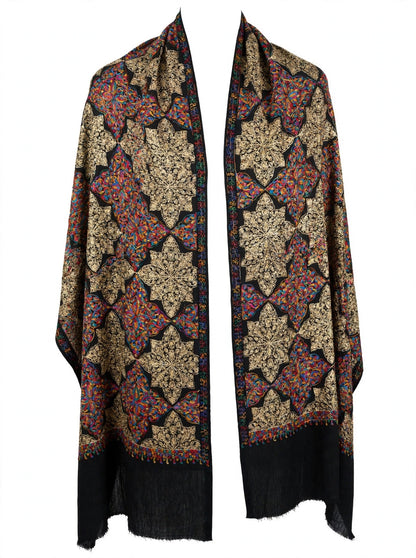 Black Noor Embroidered Pashmina Shawl