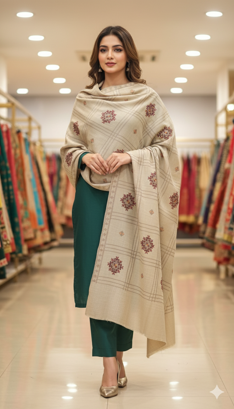 Luxurious Embroidered Pashmina Shawl