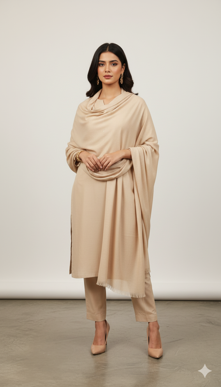 Classic Beige Pure Pashmina Shawl
