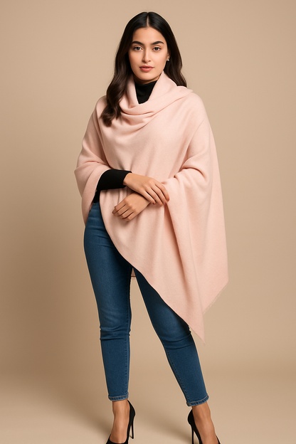 Soft Pastel Pink Winter Stoler  Herringbone Weave