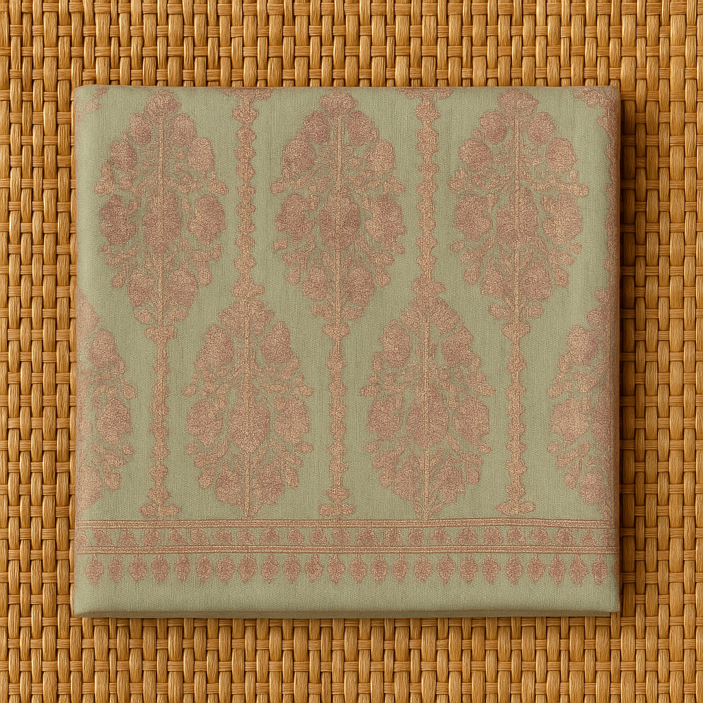 Elegant Beige & Rose Motif Pashmina Shawl