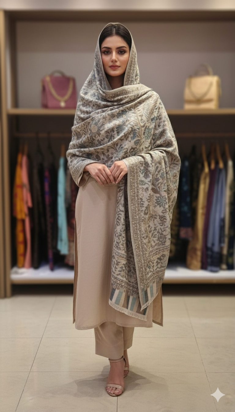 Kani Mini Shawl – Elegant Floral Weave