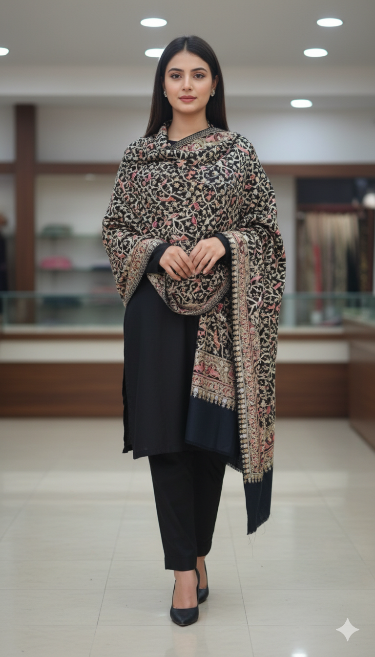 Luxury Hand-Embroidered Pashmina Shawl