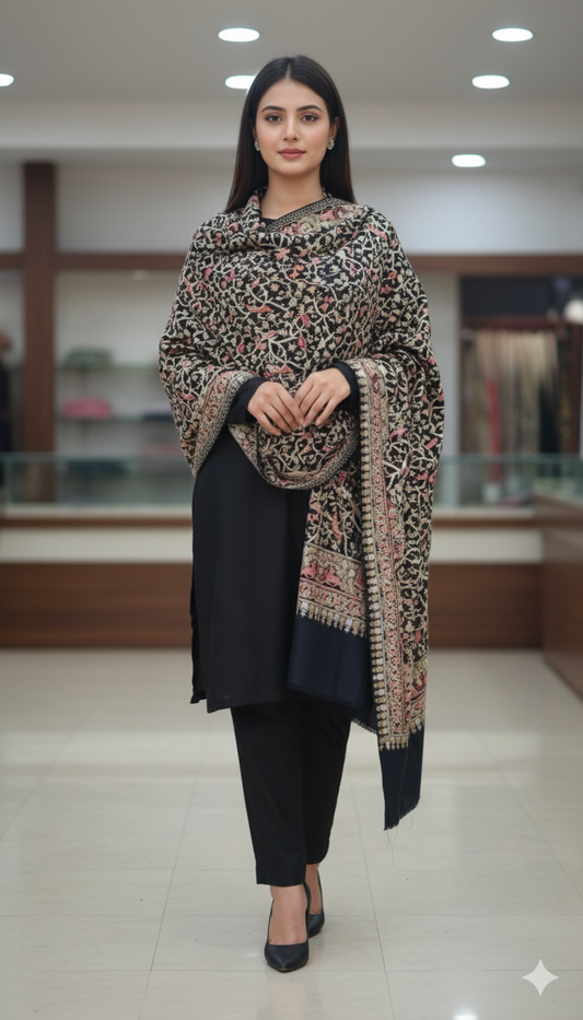 Luxury Hand-Embroidered Pashmina Shawl