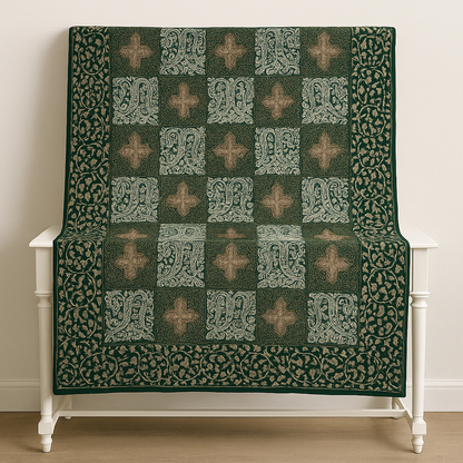 Emerald Green & Beige Aari Embroidered Pashmina Shawl