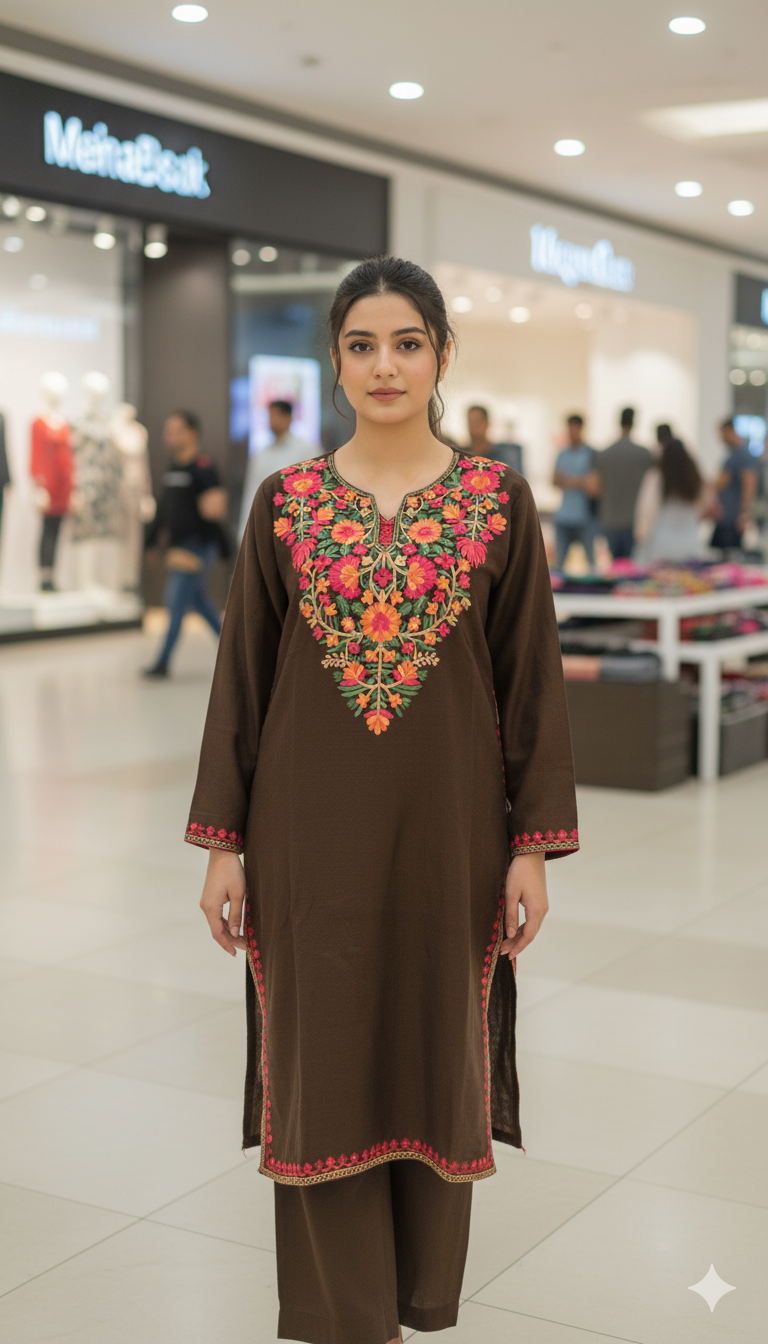 Kashmiri Aari Embroidered pheran