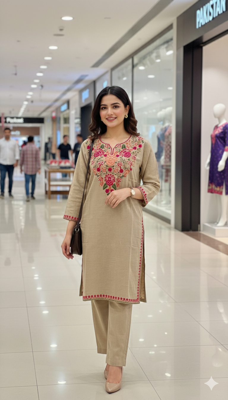 Embroidered Kashmiri Pashmina Pheran