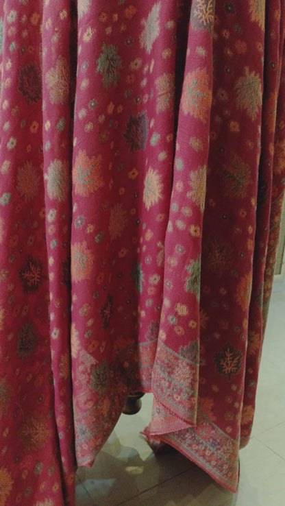 Pink Kani Pashmina Shawl – Floral Heritage Weave