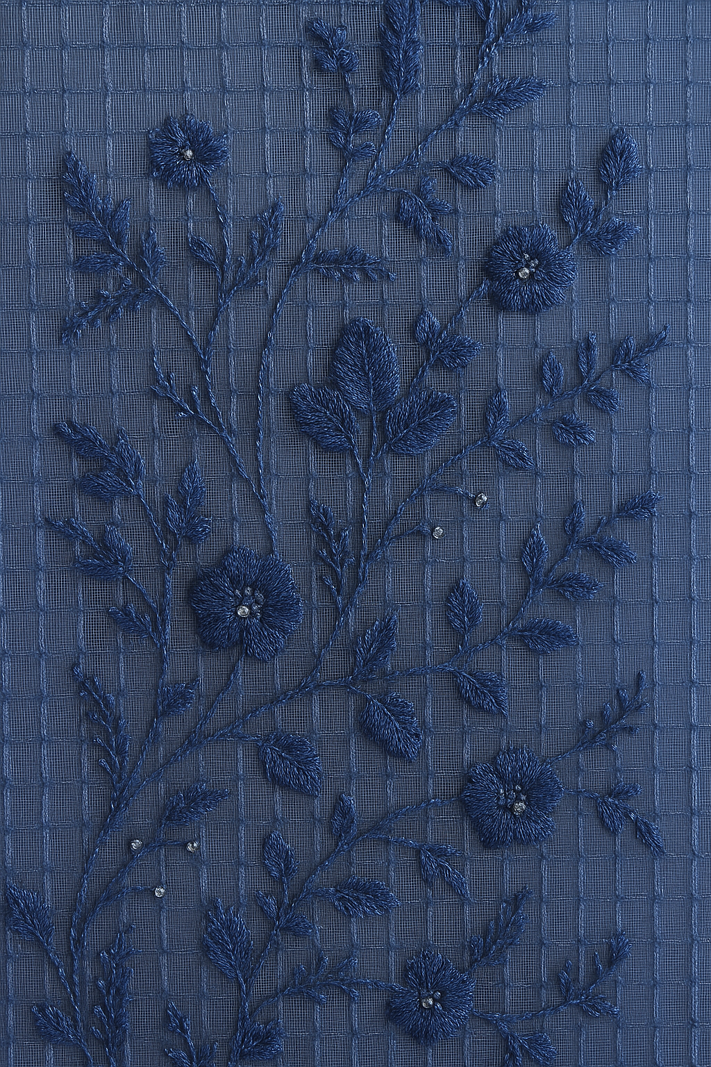 Navy Blue Lawn Thread & Stone Embroidered Dupatta