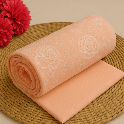 Peach Rose – Unstitched Embroidered Lawn 2-Piece Suit