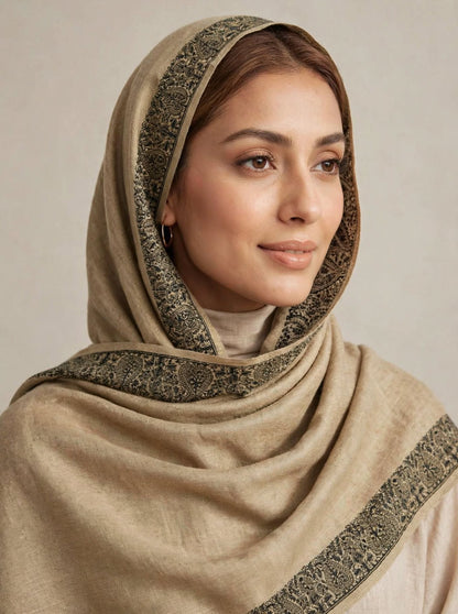 Sozni Embroidered Border Pashmina