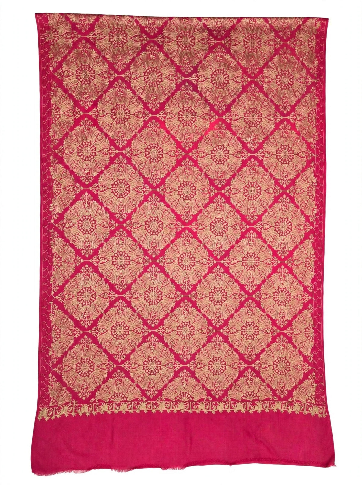 Pink Gold Diamond Jaal Pashmina Shawl - Luxury Embroidered Winter Shawl