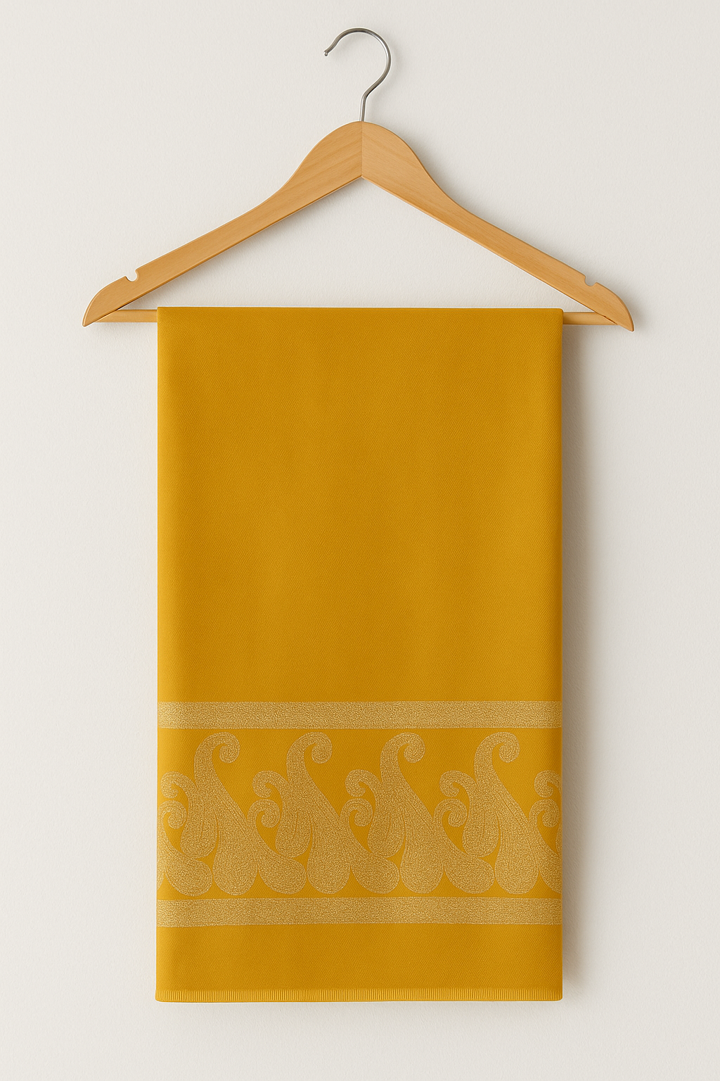 Luxury Mustard Yellow Pashmina Shawl with Jacquard Paisley Border