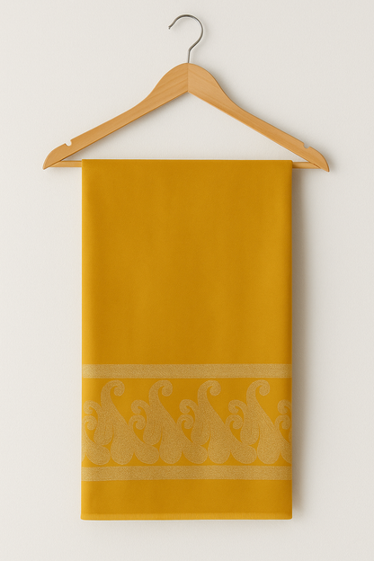 Luxury Mustard Yellow Pashmina Shawl with Jacquard Paisley Border