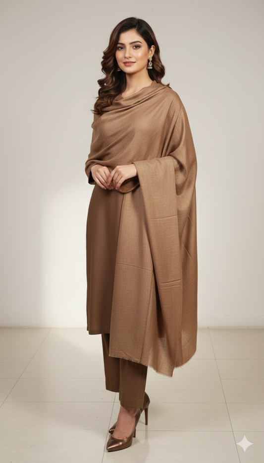 Classic Camel Plain Pashmina Shawl