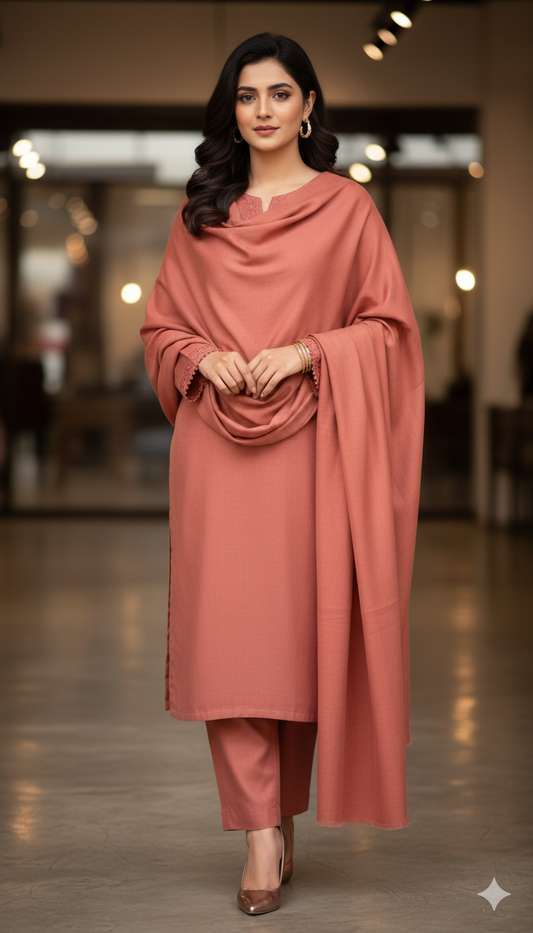 Terracotta Rose Pure Pashmina Shawl