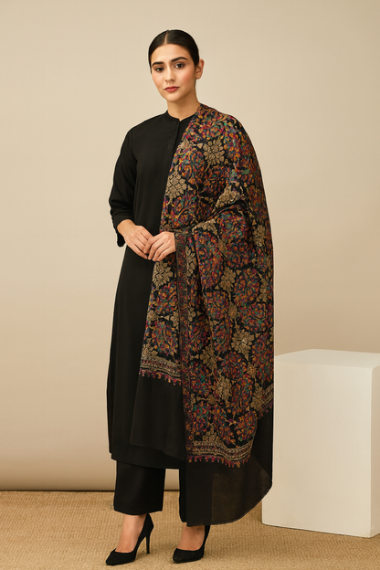 Luxury Multicolor Embroidered Pashmina Shawl