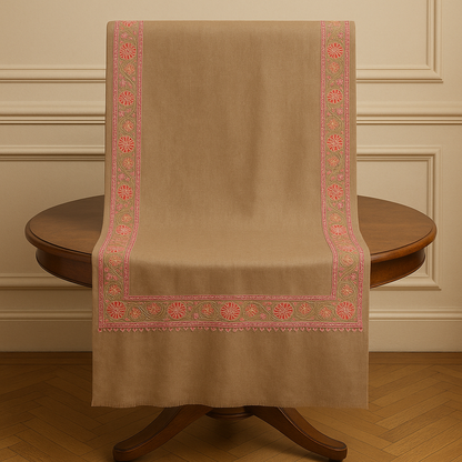 Elegant Pashmina Shawl with 4-Side Aari Embroidered Border