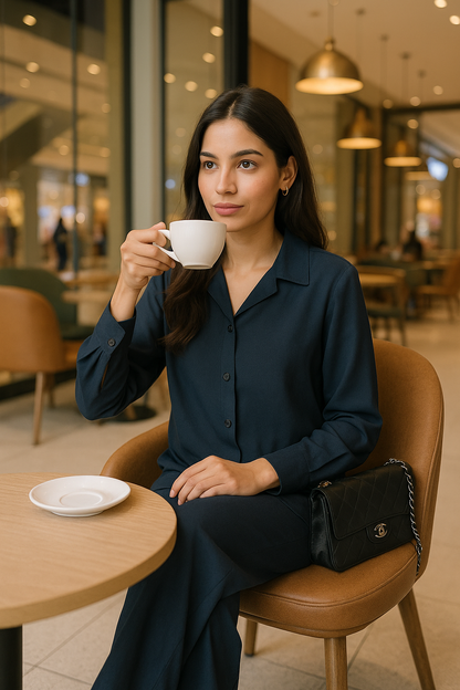 Navy Blue Grip Fabric Coord Suit