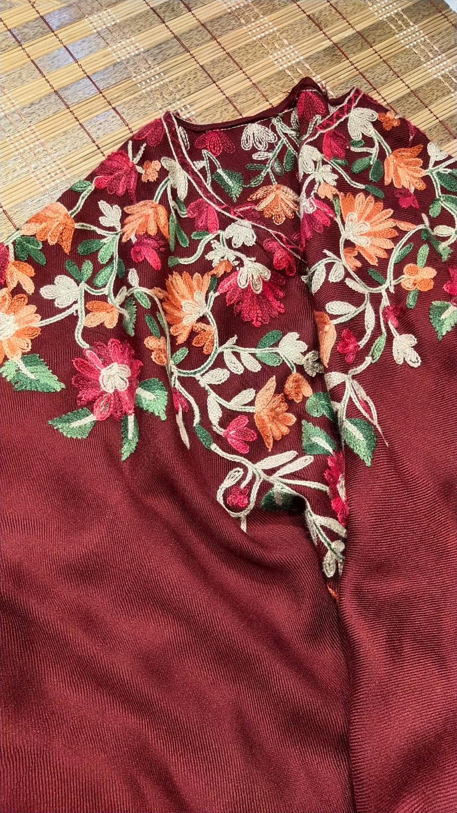 Aari Embroidered Pashmina Kaftan Cape