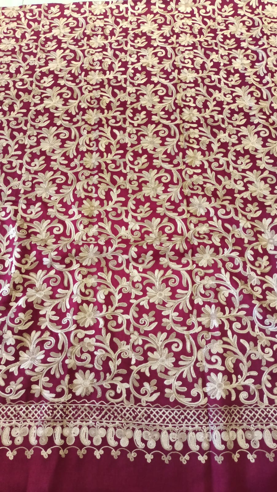 Red & Gold Embroidered Shawl with Maroon Suit