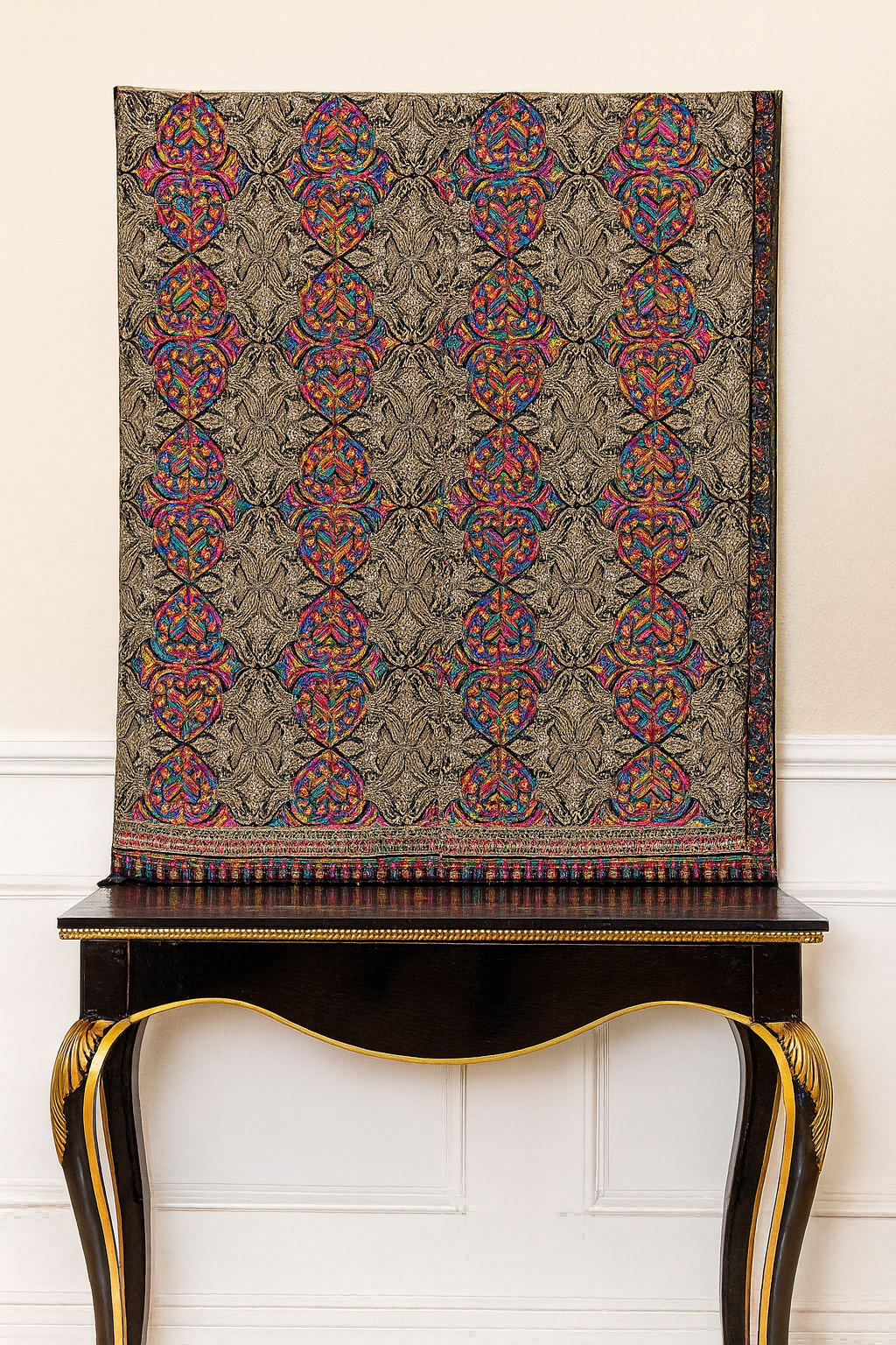 Luxury Multicolor Aari Embroidered Pashmina Shawl