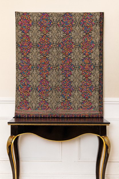 Luxury Multicolor Aari Embroidered Pashmina Shawl
