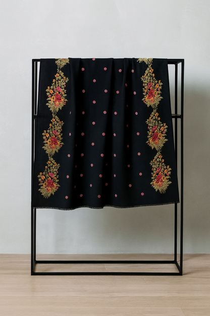 Black Karandi Embroidered Shawl