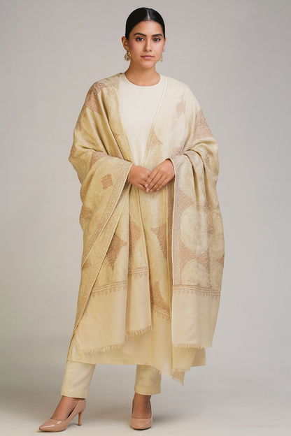 Pashmina Aari embroidery shawl