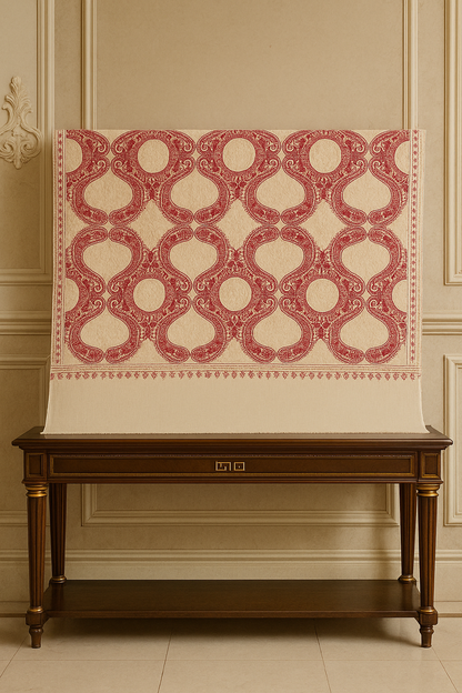 Beige Pashmina Shawl with Red Aari Embroidery