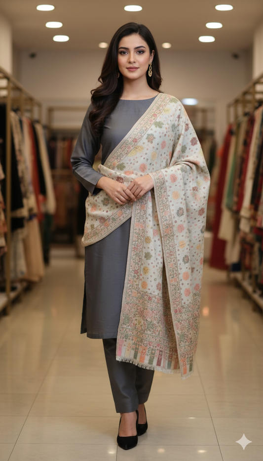 Kani Pashmina Shawl – Floral Weave Elegance