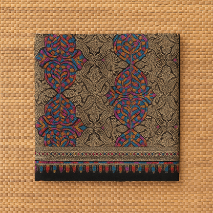 Luxury Multicolor Aari Embroidered Pashmina Shawl
