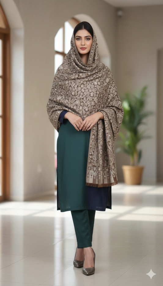 Kani Woven Stoler – Classic Brown Elegance