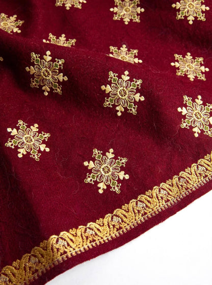 Maroon embroidered shawl