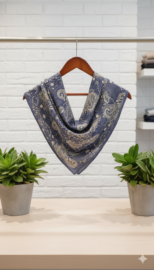 The Navy Paisley Bandana-Print Scarf