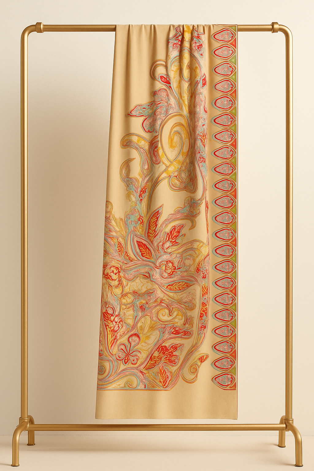 Elegant Printed Pashmina Shawl – Multicolor Paisley Design