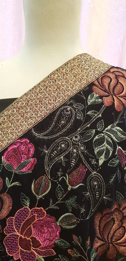 Velvet embroidered shawl